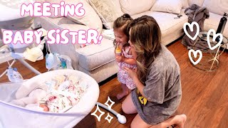 TODDLER MEETS HER BABY SISTER FOR THE FIRST TIME!!! (CUTEST REACTION) | Bringing Our Baby Home