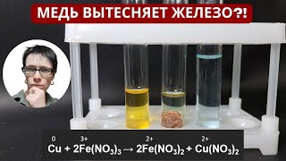 Реакция меди с нитратом железа (III) Cu + Fe(NO3)3