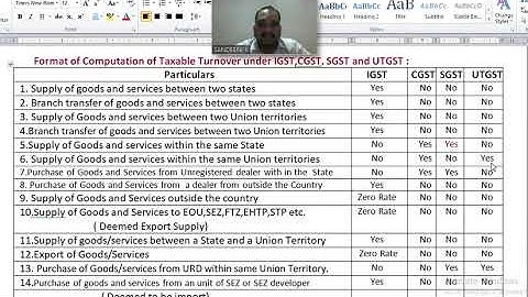GST- Taxable Turnover ( format)