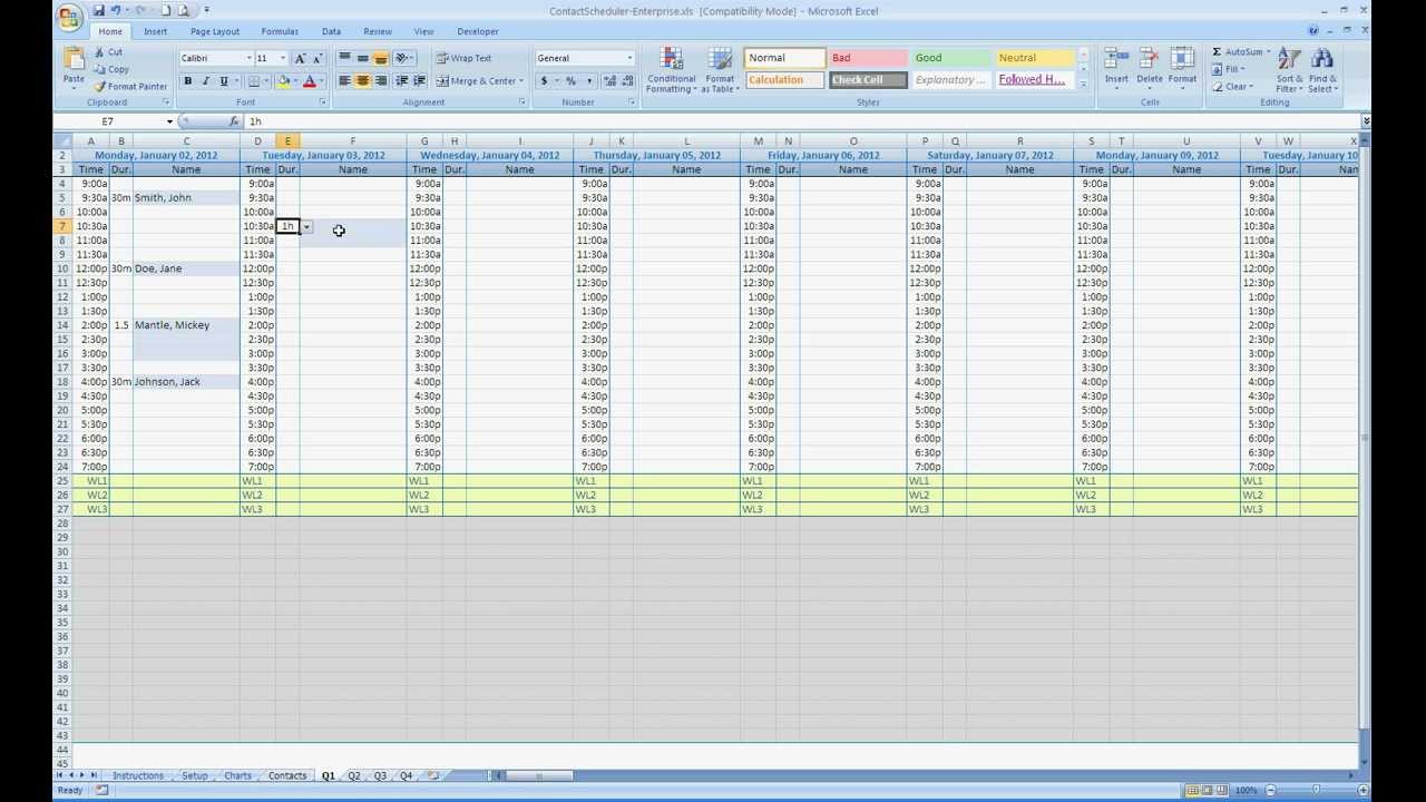 Chart For Recording Future Appointments