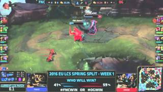 LCS EU Spring 2016 - FNC vs OG - Olaf 2 vs 1 outplay