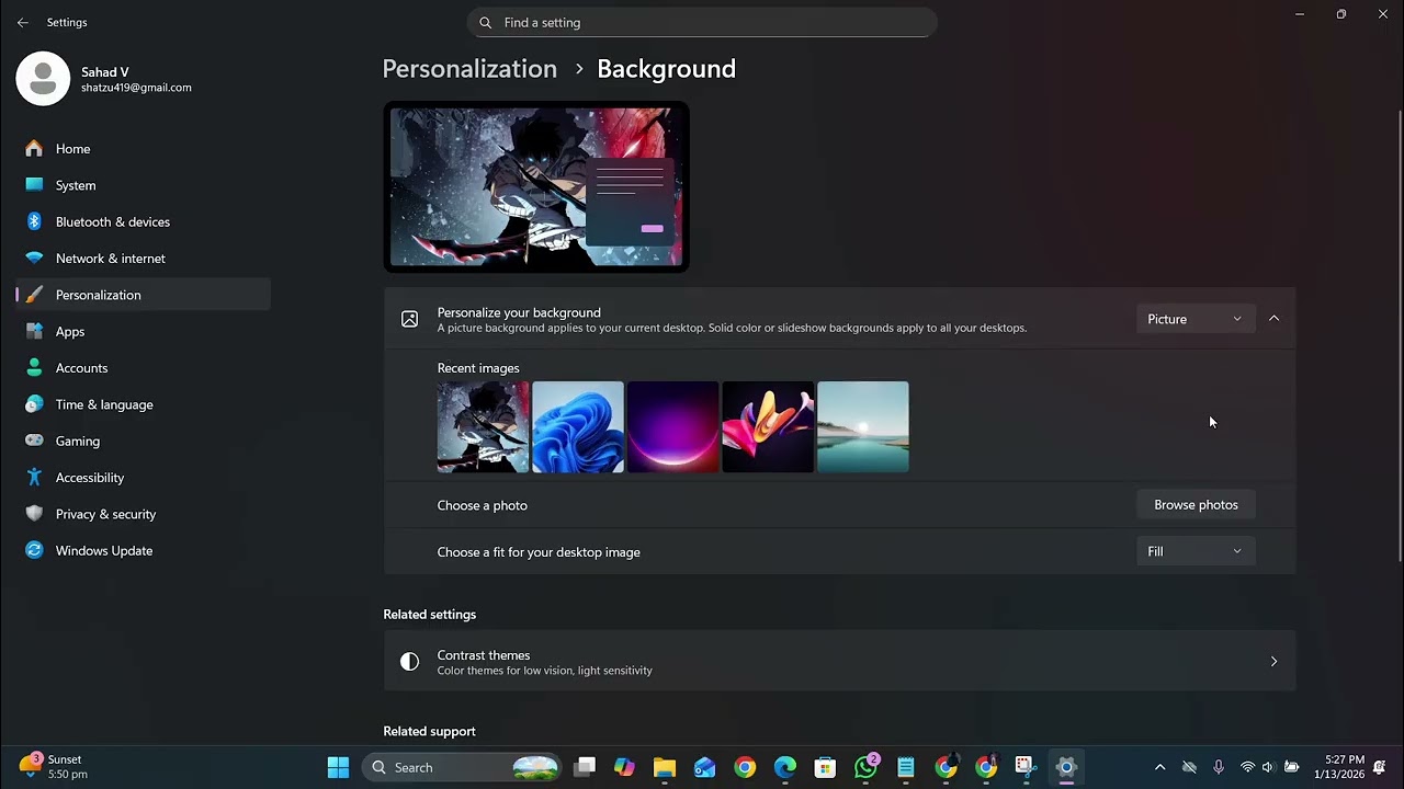 how to change the wallpaper of window 11
