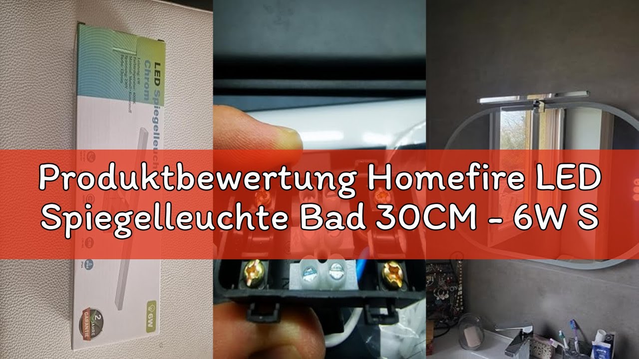 Produktbewertung Homefire LED Spiegelleuchte Bad 30CM - 6W Spiegellampe Badezimmer Schwarz Badleucht