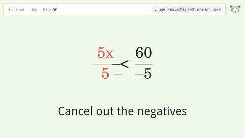 Solving Linear Inequalities: -5x-10 is Greater Than 50