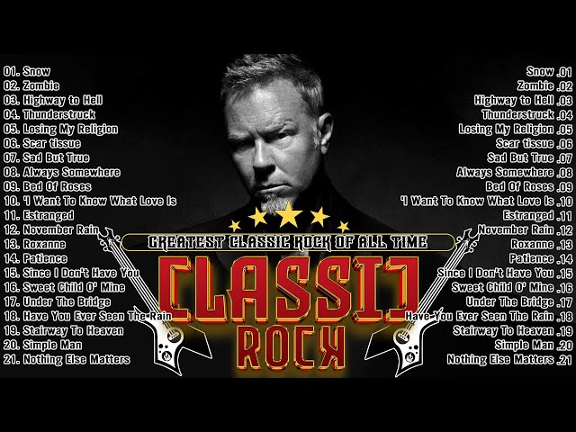 Metallica, Aerosmith, ACDC, Nirvana, Bon Jovi, U2, GNR 💥 Greatest 70s 80s 90s Classic Rock songs class=