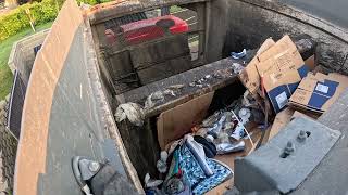 Full Garbage truck hopper POV: Pete McNeilus FL packing trash! Update