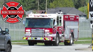 Richmond Fire Engine 4 Responding & YVR Fire Red 7 Arriving