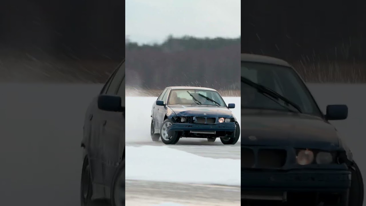 Winter drifting on a frozen lake. Johansson drifting