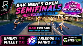 $4K Men's Open SF | Emery (6.0) / Millet (5.8) vs Arledge (5.6) / Panno (5.2) | iPickle Pickletopia