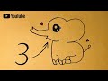 Very easy Elephant drawing with number 3 | easy for kids step by step #elephant #easydrawing
