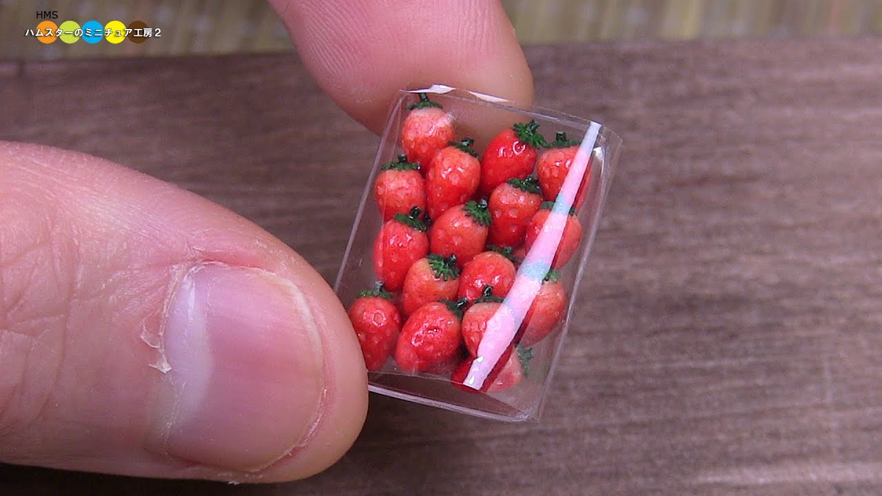 DIY Fake food Miniature Strawberries ミニチュアいちごパック作り YouTube