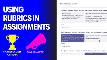 Using rubrics in assignments for setting success criteria and providing feedback