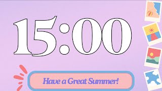 15 Minute Cute Happy Summer Classroom Timer (No Music, Electric Piano Alarm at End)