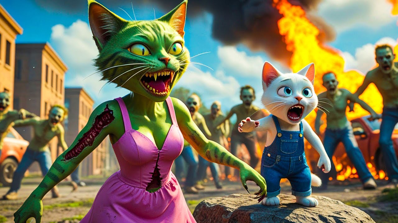 OMG! Pregnant mother cat turns into a zombie but still fights zombies to protect kittens 😱