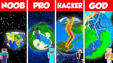 Minecraft Battle: NOOB vs PRO vs HACKER vs GOD: INSIDE EARTH HOUSE BASE BUILD CHALLENGE / Animation