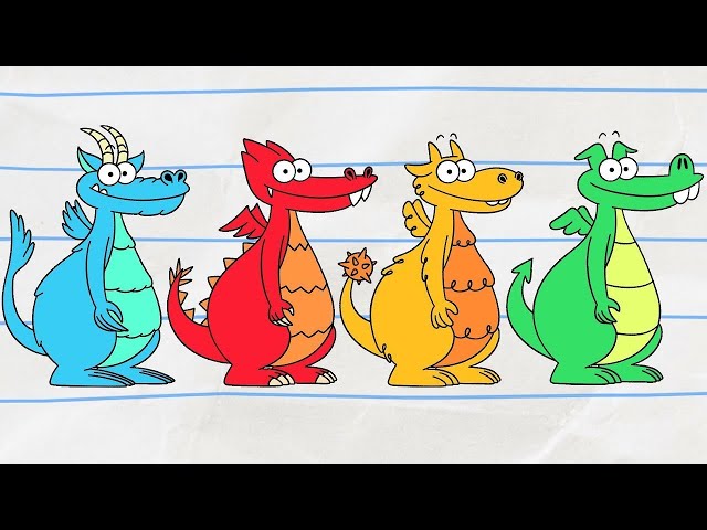 🔵🔴 THE FOUR DRAGONS 🟡🟢 | Boy & Dragon | Cartoons for Kids | WildBrain Bananas class=
