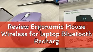 Review Ergonomic Mouse Wireless For Laptop Bluetooth Rechargeable Silent Tablet Phone Android Purpl