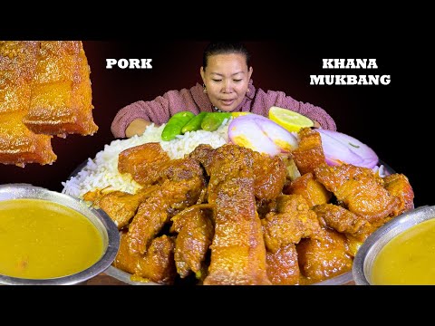 SUNGUR KO MASU🔥 RA BASMATI CHAMAL | PORK BELLY FRY GRAVY WITH🥵 DAAL AND RICE MUKBANG SUNGUR KO MASU🔥 RA BASMATI CHAMAL | PORK BELLY FRY GRAVY WITH🥵 DAAL AND RICE MUKBANG