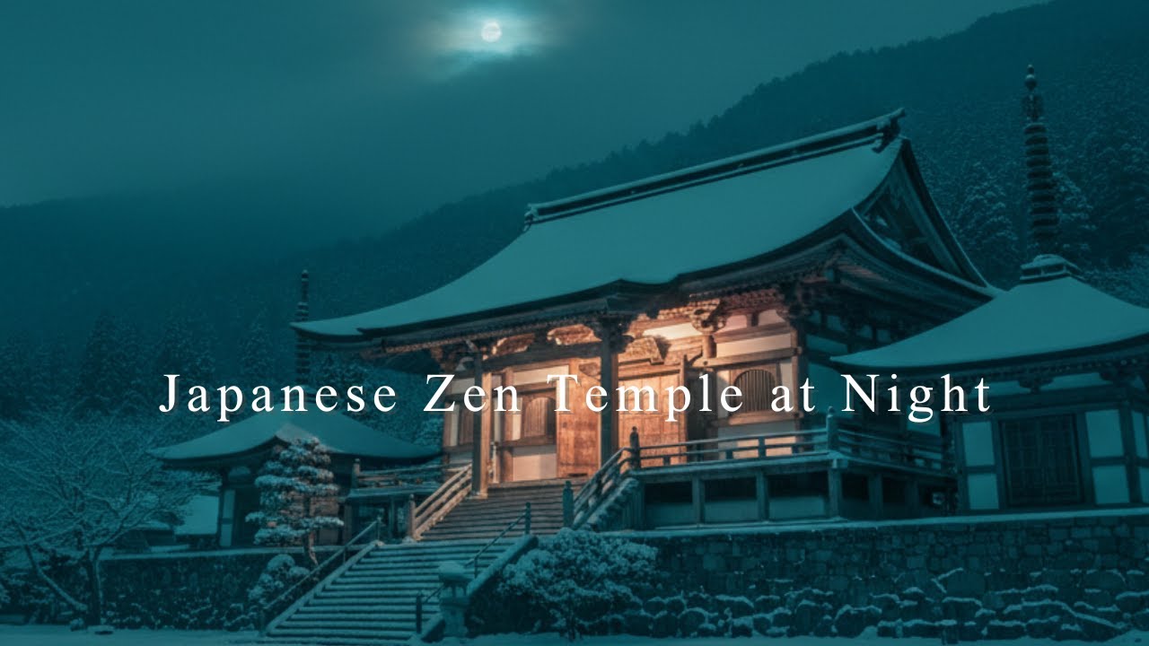 Quiet Japanese Zen Temple at Night | for Focus