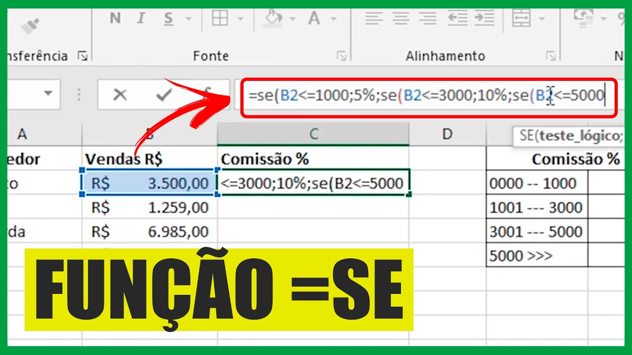 Função SE no EXCEL com mais de 3 Condições [Exemplo Prático]