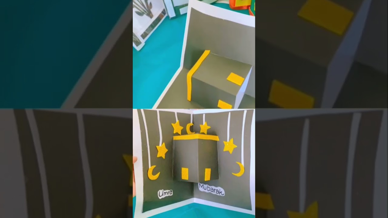 Pop Up Kaabah Greeting Card tutorial || Arts And Crafts || Kaabah Sharif 🕋🕋🕋