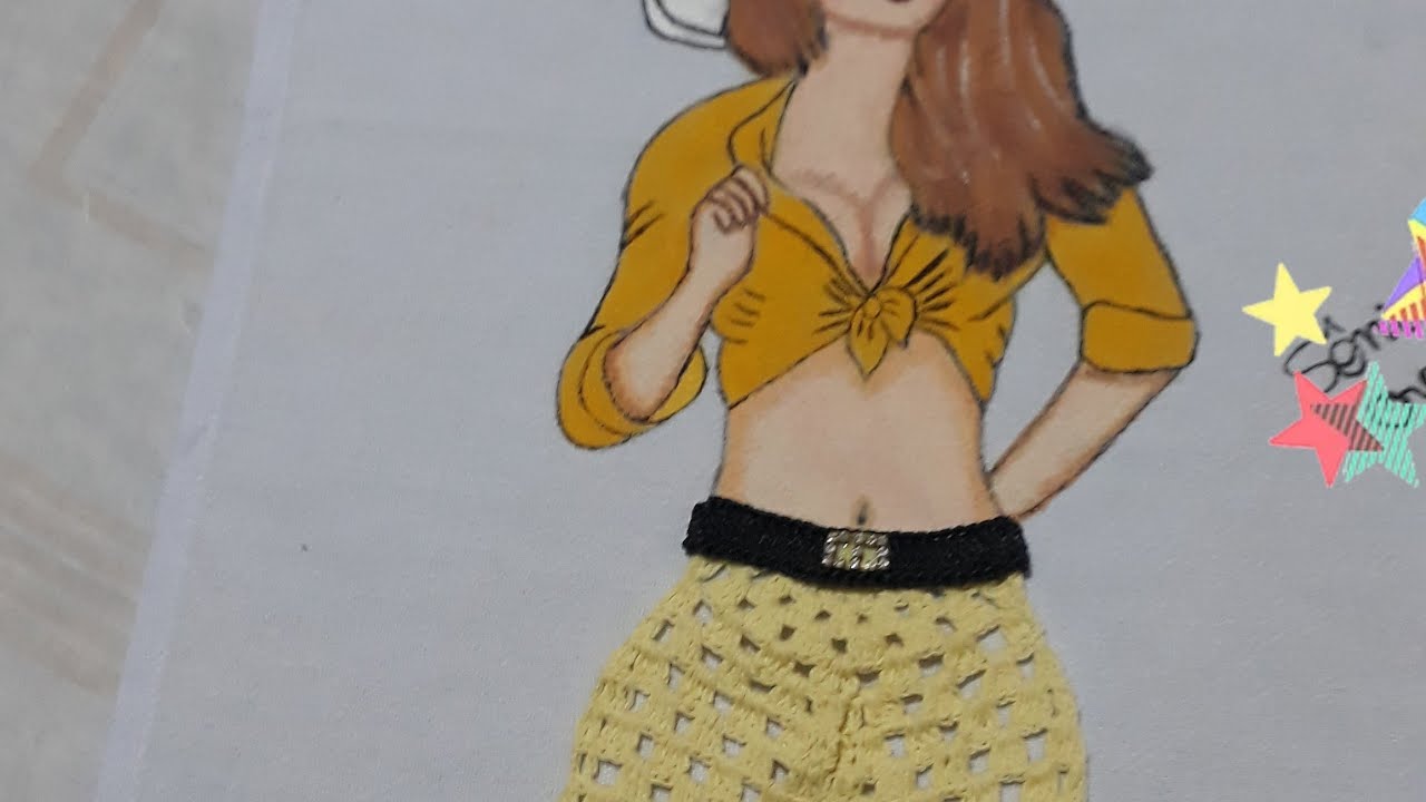 passo à passo calça cumprida de crochê para boneca de pano pratos! boneca pintada estilo country