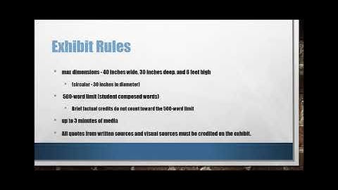 NHD Judging Overview   Exhibit Rules