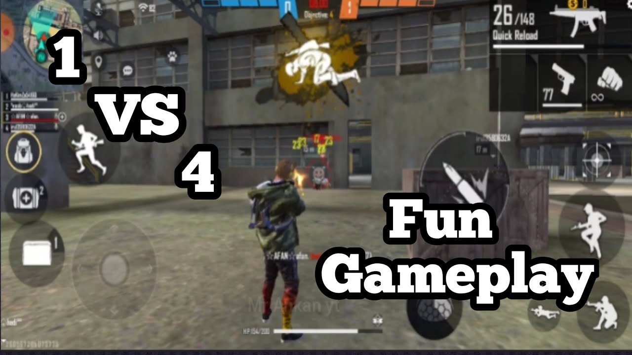 Free Fire Funny😂😂 1 vs 4 Clutch Op Gameplay 🔥|| #GyanGaming # ...