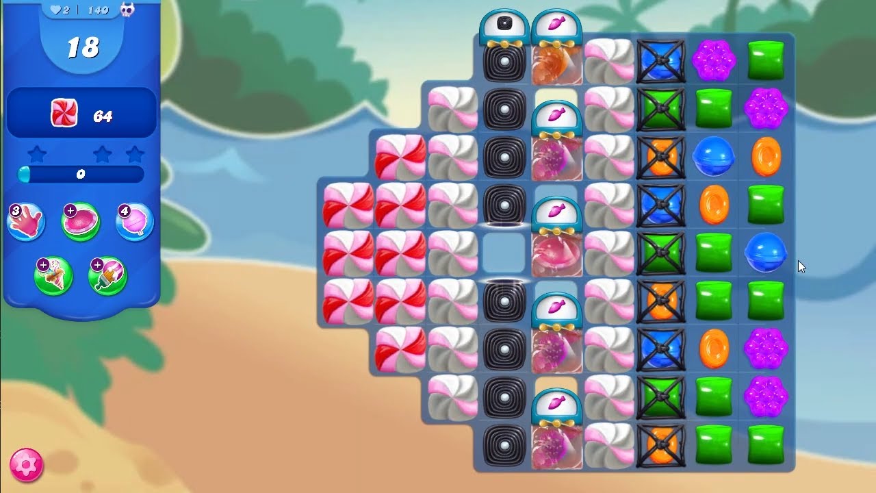 Candy Crush Saga Level 140 No Boosters (Selective Redesign) 18 Moves