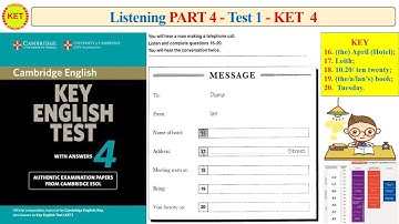 KET 4 Listening Part 4 Test 1 (Transcript + Key)
