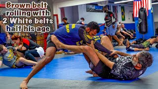 Rolling with 2 white belts