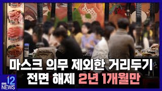 2022. 04. 15. 마스크 의무 제외한 거리두기 전면 해제‥2년 1개월 만