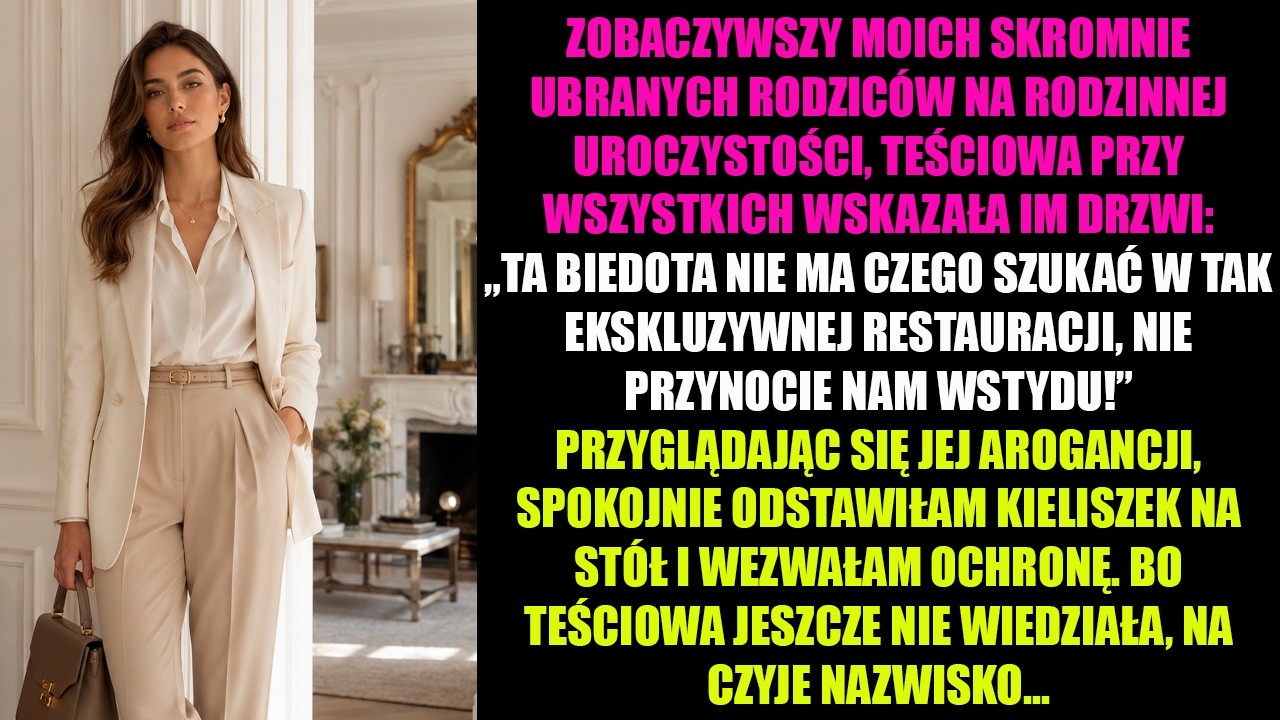 „Pani Ludmiło, ta restauracja należy do mnie" – powiedziałam, a cała sala zamarła. Przez dziesięć lat znosiłam jej uwagi o mojej rodzinie, ale kiedy nazwała moją matkę osobą bez wartości przy...