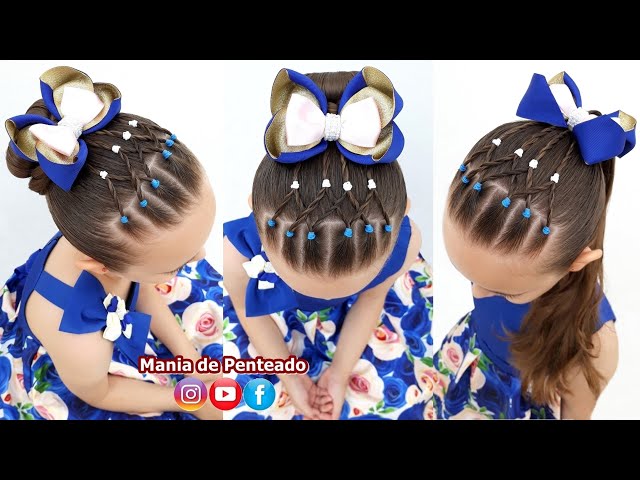 Penteados Infantil Fácil com Coque 🥰 Easy Bun Hairstyle for Little Girls  😍 