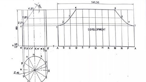 Development of Cylinder cut by section plane at 50degree to top face centre