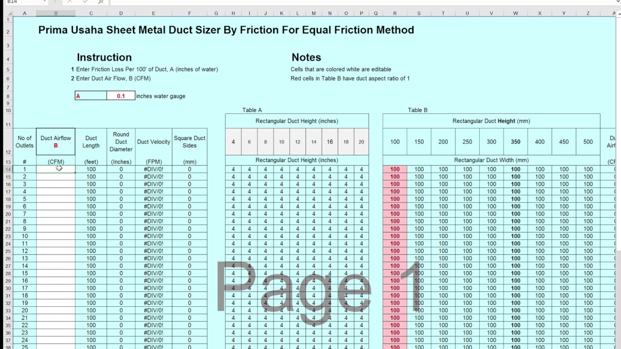 Equal Friction Chart