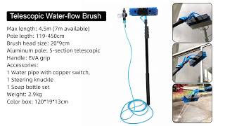 VERTAK 5-section telescopic aluminum long handle water flow cleaning brush for window