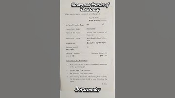 Theory and Practice of Democracy ||BA program lll semester ||question paper