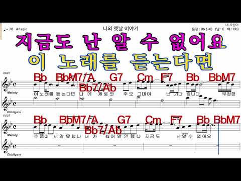 나의옛날이야기  조덕배   가수처럼 엠알로  악보  노래 하기  여자  Bb