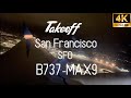 Boeing 737-MAX9 Takeoff from SFO - 4K Ultra HD