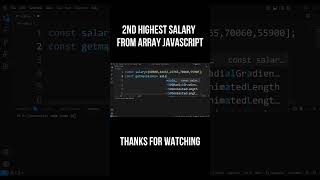 2nd Highest Salary from Array in JavaScript shortvideo shorts viralshorts