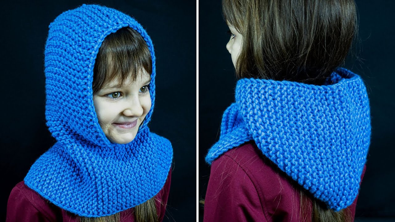 【DISCERNMENT】Two Button Warmer Hood Knit Warm hood/snood on 2 knitting needles - even a beginner can