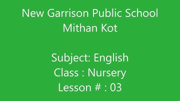 Nursery English Lesson 3 Afaq New sunseries