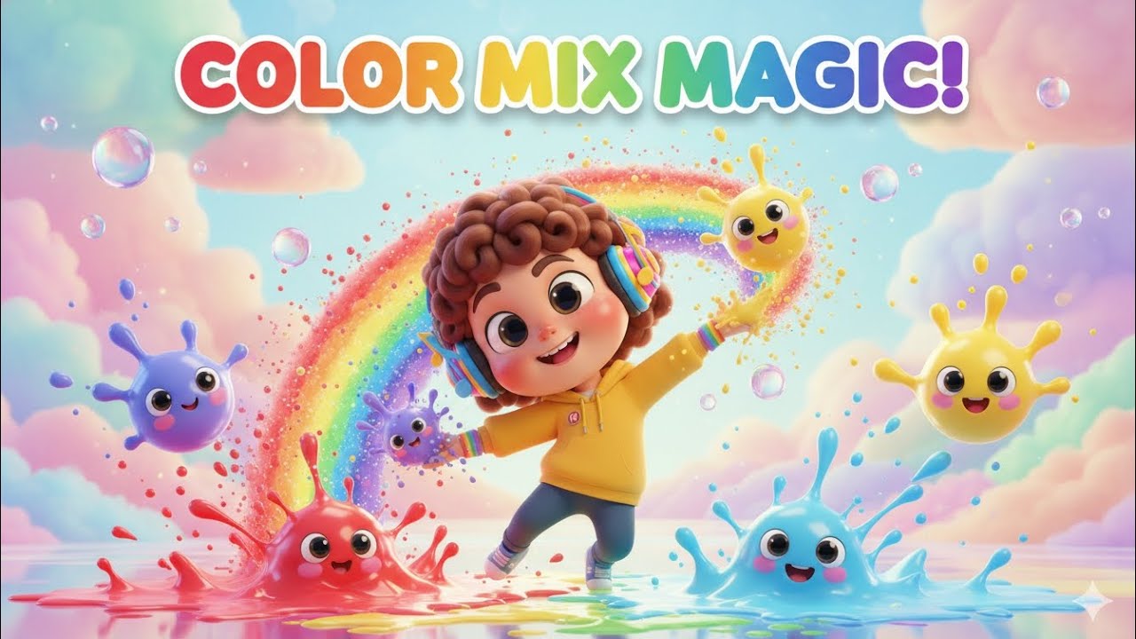 Color Mix Magic 🎨🌈 | Learn Colors with KiddyRhymz | Fun Rainbow Song for Kids