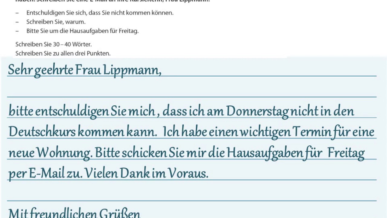 Goethe Zertifikat A2 Start Deutsch 2 Beispiele Schreiben Teil 1 Und 
