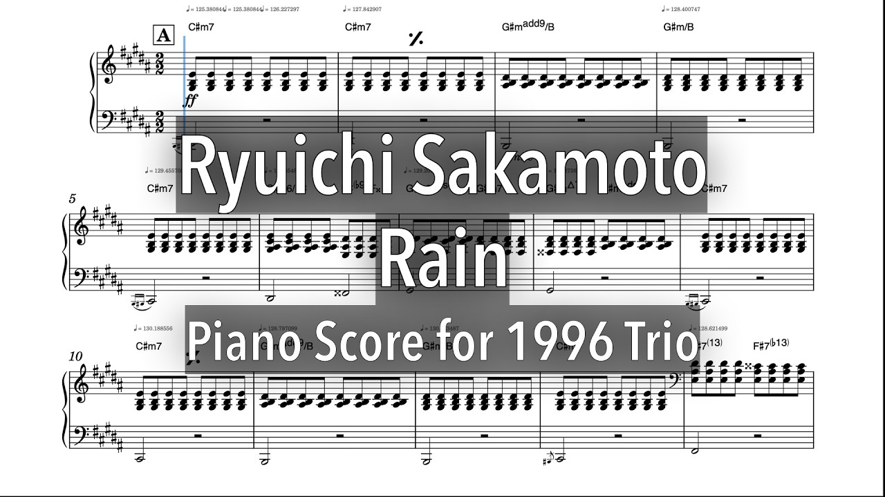 Ryuichi Sakamoto - Rain (1996 Trio) Piano Score - YouTube