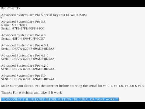 Advanced SystemCare 10 serial key or number