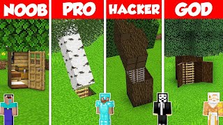SECRET INSIDE TREE BASE BUILD CHALLENGE - Minecraft Battle: NOOB vs PRO vs HACKER vs GOD / Animation