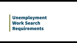 Unemployment Work Search Requirements