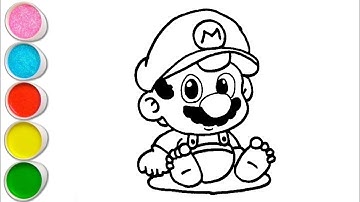 Beautiful Super Mario Drawing, Painting and Coloring For Kids and Toddlers_ How to Draw Super Mario